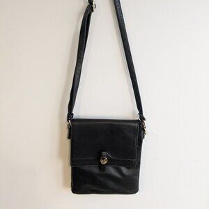 Vintage black leather crossbody bag